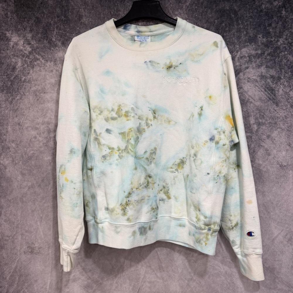 Champion Reverse Weave Bon Appetit Sweatshirt Medium Tie Dye Crewneck